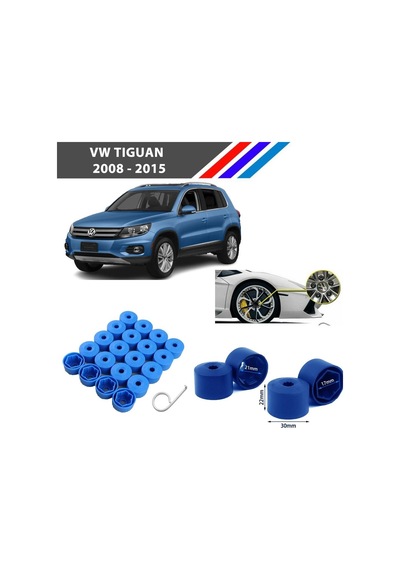 Otozet - Vw Tiguan Bijon Civata Kapağı Mavi Renk 20 Adetli Set 17mm 1k06011739b9