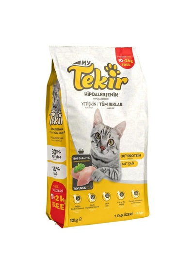 Tekir Adult Tavuklu Hypoallergenic Kedi Maması 12 KG
