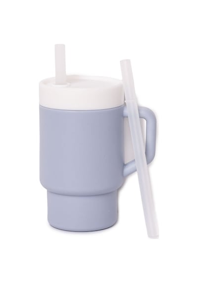 Mugley Tek Kulplu Pipetli Silikon Bardak Sky Blue 5 Adet Çok Renkli