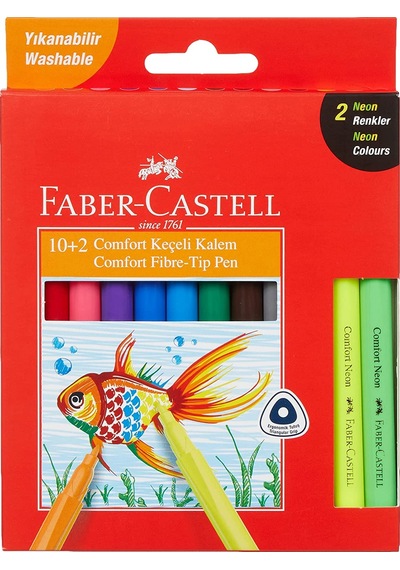 Faber Castell Comfort Yıkanabilir Keçeli Kalem 10+2 Neon