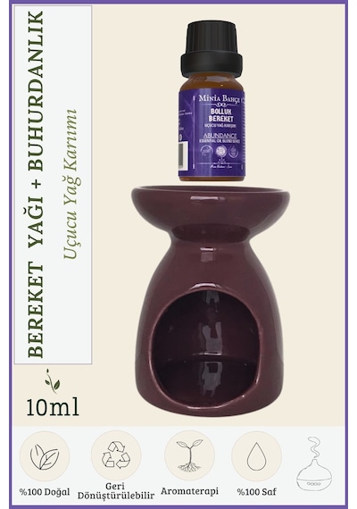 Minia Bahçe Bolluk-Bereket Abundance Uçucu Yağ Karışımı Özel Seri 10 ML + Buhurdanlık