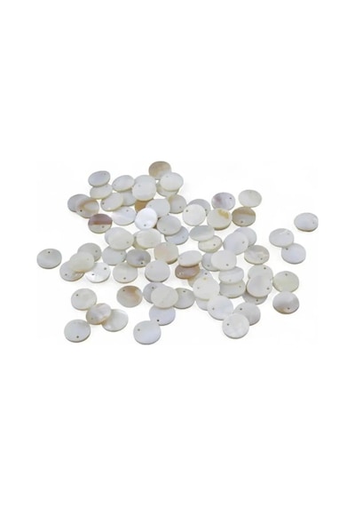 10 Mm Krem Yandan Delikli Pul Boncuk 40 Adet