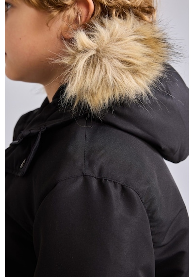 Defacto Suni Kürk Detaylı Kapüşonlu Parka Erkek Çocuk H0455a826wnbk27 Siyah-bk27