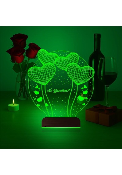 Luvivia Kalp Sevgiliye Hediye Kişiye Özel 3d Lamba - Masa Gece Lambası V43