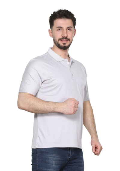 Kzctekstil Erkek Baba Ve Orta Yaş Penye Yakalı Cepli Oxfort Kumaş Pamuklu Tişört Klasik Kesim Taş