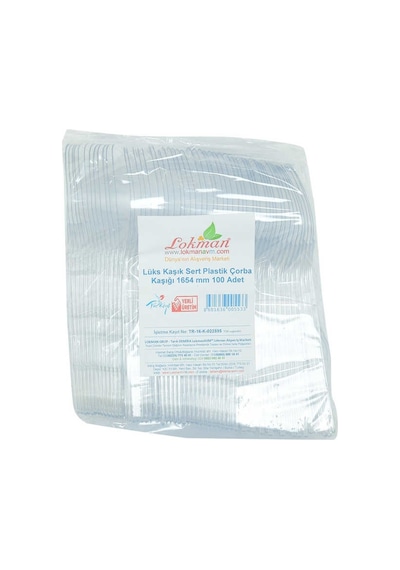 Lüks Kaşık Sert Plastik Çorba Kaşığı 1654 Mm Şeffaf 100 Adet 1 Paket Çok Renkli
