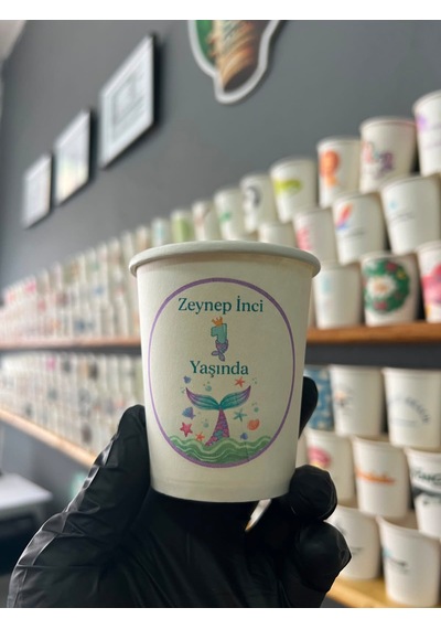 Firmaya Kişiye Özel Baskılı Logo Baskı Tasarım Kalın Gramaj Tek Kullanım 7 Oz 100 Adet Karton Bardak