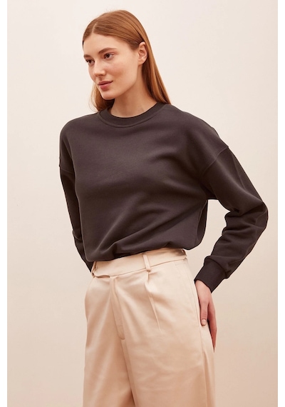 H1 Style Bisiklet Yaka Oversize Sweatshirt Antirasit