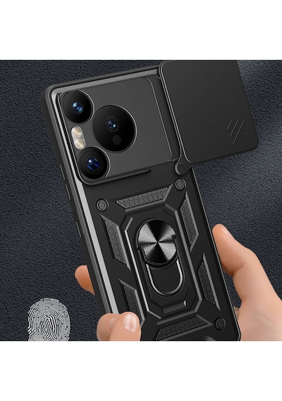 Huawei Pura 70 Pro 5g Kılıf Magnetik Standlı Kamera Korumalı Sürgülü Vega Ka Mavi Mavi