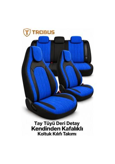 Seat Ateca 2016 Ve Sonrası Ortopedik Tay Tüyü Koltuk Kılıfı Tokyo Serisi Mavi Siyah