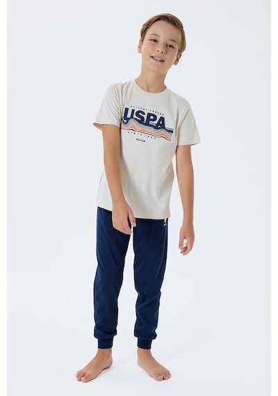 U.S. Polo Assn. Erkek Çocuk Kısa Kollu Pijama Takım Beyaz-2312 Beyaz