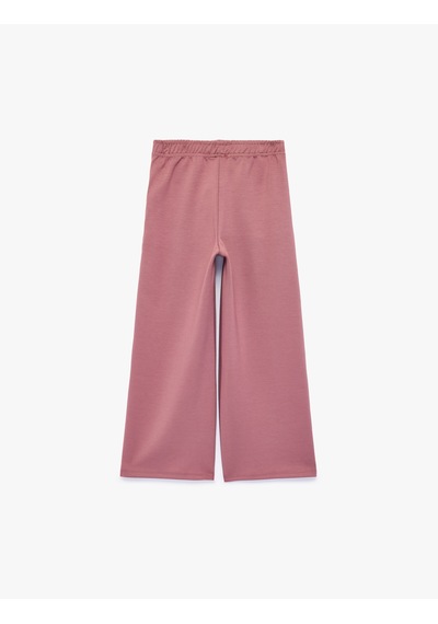 Koton Beli Lastikli Viskon Karışımlı Geniş Paça Pantolon Pembe 7wkg40095ak Gül