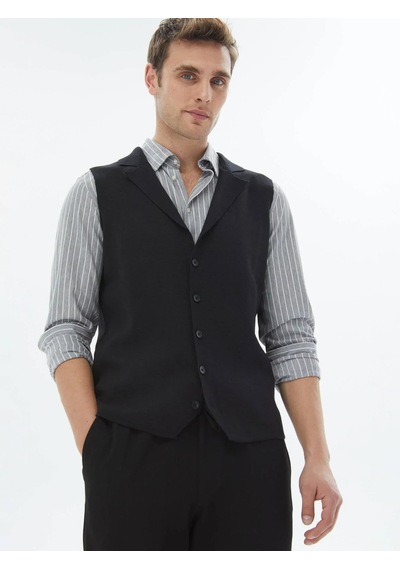Kip Siyah Regular Fit Casual Örme Triko Yelek Siyah