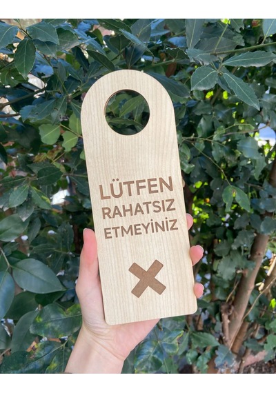 Çift Taraflı Mdf Otel Odası Kapı Kolu Askısı - Lütfen Rahatsız Etmeyiniz