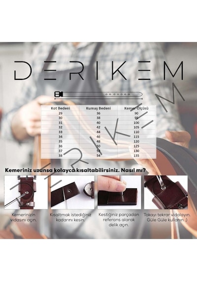 3'lü Erkek %100 Hakiki Deri Sarı Borulu 4,5 Cm Kot Kemeri Siyah - Lacivert - Fındık