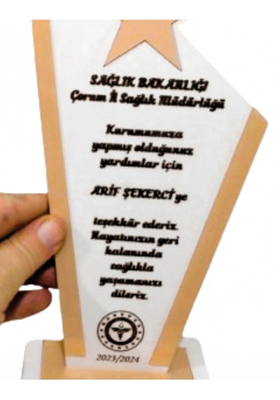 Resmi Kurum Hediyelik Plaket Kişiye Özel İsim Yazılı