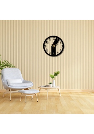 Metal Duvar Saati Siyah Blok Desenli Dekoratif Saat Siyah-52 X 52