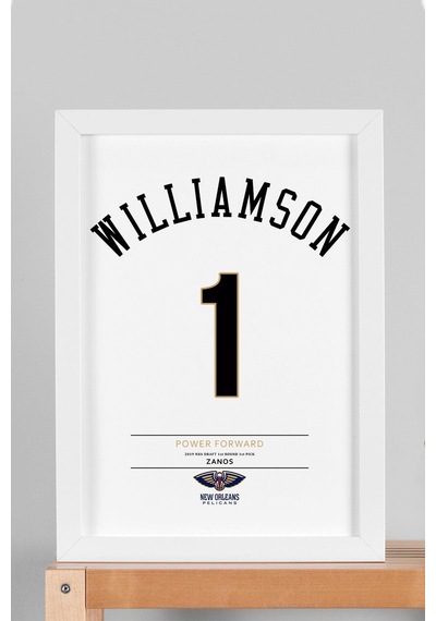 Zion Williamson Forma Çerçeveli Tablo - Nba New Orleans Pelicans Jersey