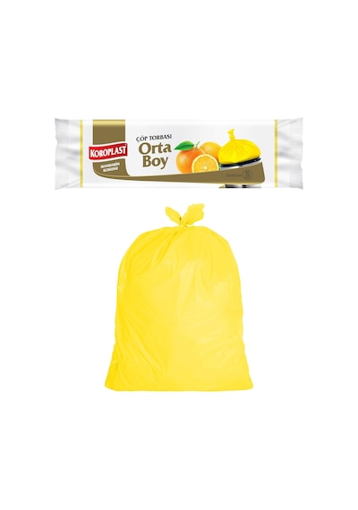 Koroplast Mandarin Kokulu Orta Boy Çöp Poşeti 15'li 55x60 Cm, Sızdırmaz Ve Yırtılmaz, Kötü Koku Karşıtı Koku