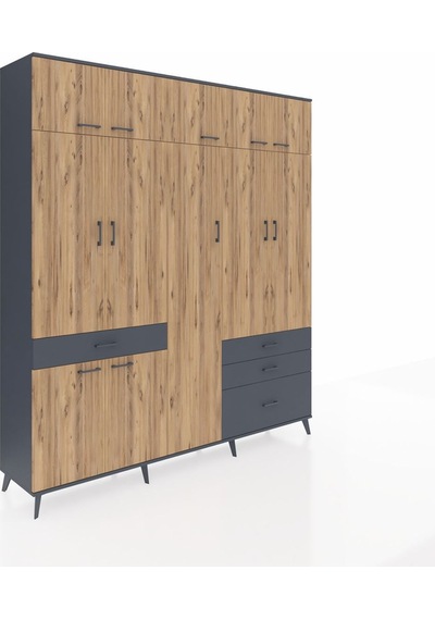 Hyperion Dolap 11 Raflı 4 Çekmeceli 2 Askılı 220x44x243 Antrasit-çam/antrasit Atlas Çam/antrasıt Hyperion Dolap 11 Raflı 4 Çekmeceli 2 Askılı 220x44x243 Antrasit-çam/antrasit Atlas Çam/antrasıt
