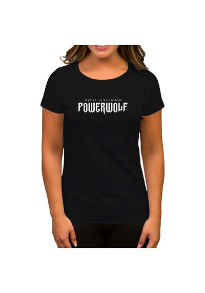 Powerwolf Logo Siyah Kadın Tişört Siyah