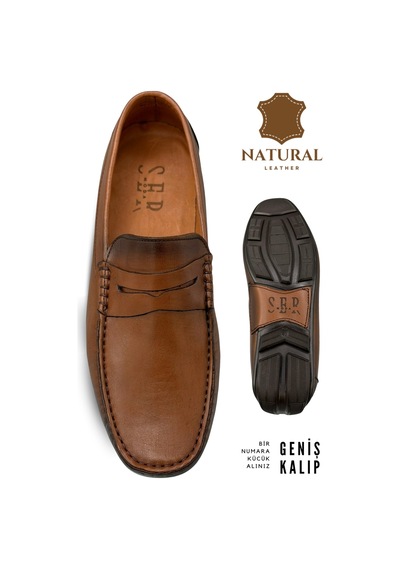 Sermoda Erkek Loafer - Hakiki Deri Rok Loafer Erkek Ayakkabı Taba