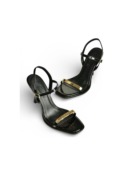 Fox Shoes Y820230508 Siyah Rugan İnce Topuklu Kadın Ayakkabı Siyah