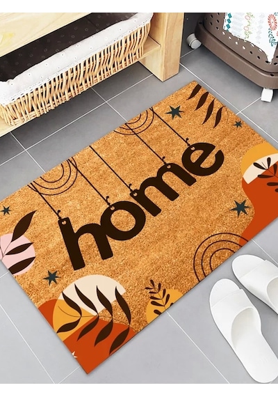 Esnature Home Bohem Temalı Dağ ve Yaprak Desenli Kapı Önü Paspas