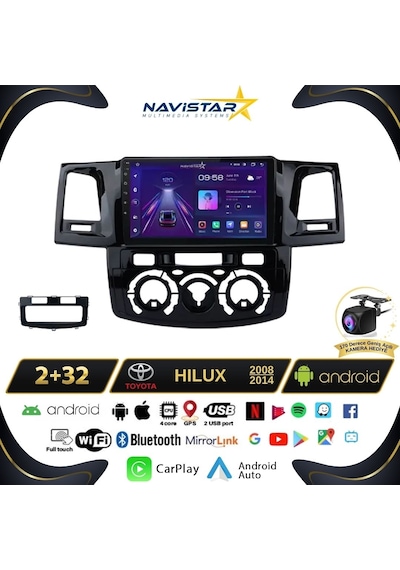 Toyota Hilux 2008-2014 Model 2+32gb Android 13 Kablosuz Carplay