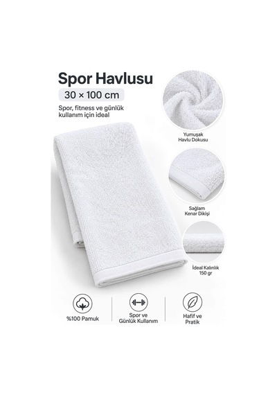 Spor Antrenman Fitness Havlusu 30x100 CM %100 Pamuklu 0 - 1 Yaş