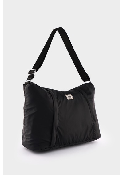 İcone Bag Paraşüt Kumaş Çanta - Yoga Mat Bölmeli, Fermuarlı Cepli, Ayarlanabilir Askılı, Fileli İç Cep Siyah
