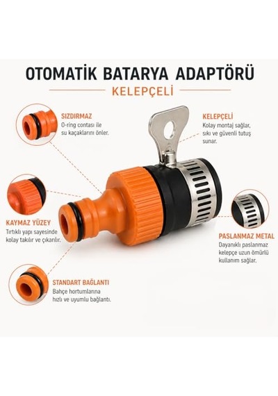 Hortum Bağlama Aparatı Bataryadan Su Alma Set