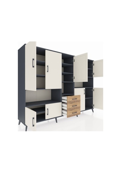 Hyperion Dolap 13 Raflı 3 Çekmeceli 9 Kapaklı 220x44x163 Antrasit Antrasit-aytaşı/çam Hyperion Dolap 13 Raflı 3 Çekmeceli 9 Kapaklı 220x44x163 Antrasit Antrasit-aytaşı/çam