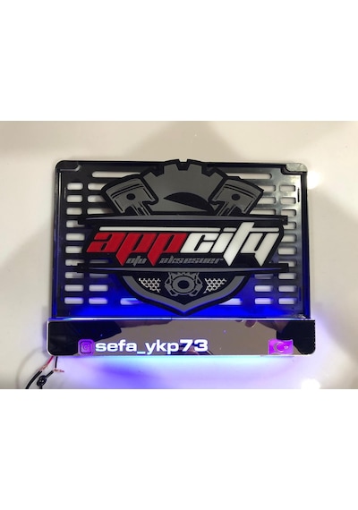 Isminize Özel Krom Işikli Motor Plakalik (Metalik Krom Gri Zemin) 303346656