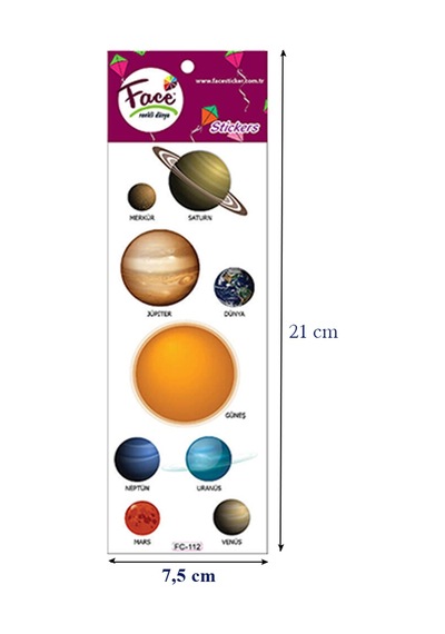GÜNEŞ SİSTEMİ GEZEGENLER 3D  KABARTMA PVC ETİKET STİCKER  ( 3 Kar