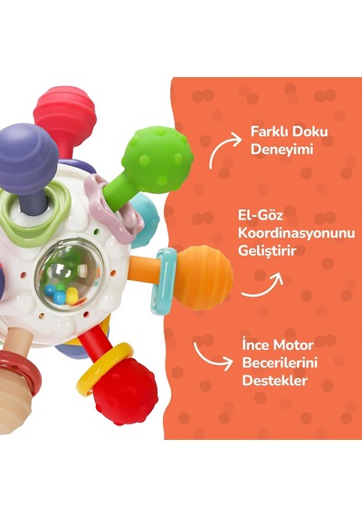 Bebek Montessori Duyusal Diş Kaşıyıcı Top, Motor Beceri Gelişim Oyuncağı