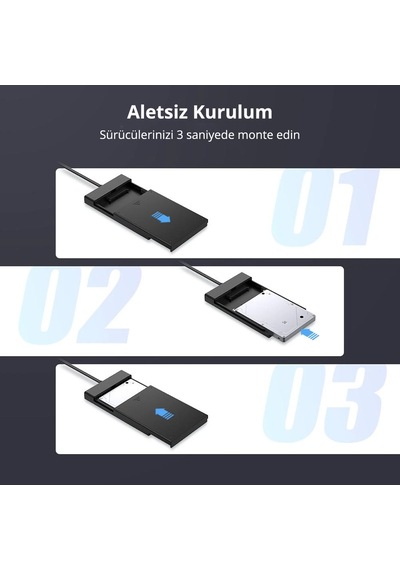 Ugreen Usb 3.0 2.5 İnch Sata Hard Disk Kutusu, Siyah 30847