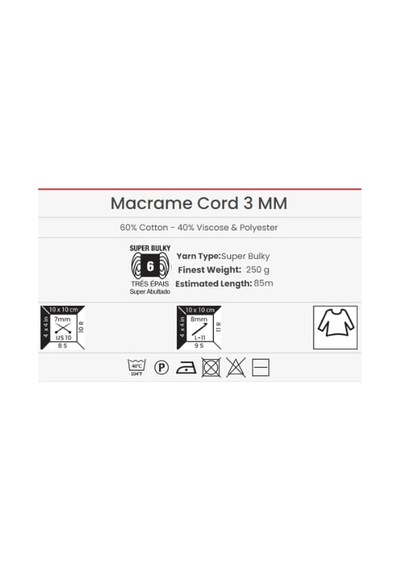 Art El Örgü İpi Macrame Cord 3 Mm, 753, 2x500 Gr