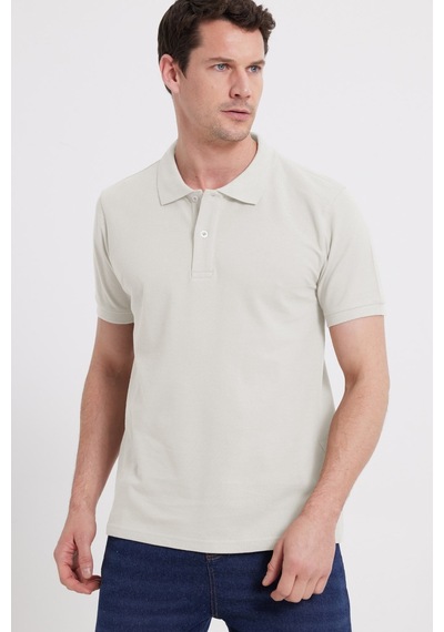 Tudors Erkek Slim Fit Dar Kesim %100 Pamuk Kısa Kollu Polo Yaka Yeşil Tişört-50261