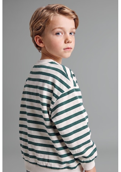 Defacto Oversize Bisiklet Yaka Çizgili Sweatshirt Erkek Bebek I4401a526wngn1116 Yeşil-gn1116
