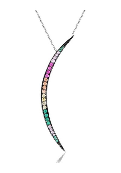 Emılıano Jewellery Renkli Taşlı Gümüş Rengi Kaplama Büyük Taşlı Ay Gümüş Kolye Gold - Rose Gold - Gümüş Emılıano Jewellery Renkli Taşlı Gümüş Rengi Kaplama Büyük Taşlı Ay Gümüş Kolye Gold - Rose Gold - Gümüş