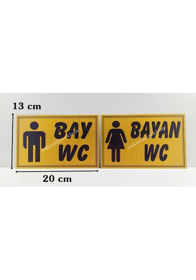 Kadın Erkek Çift Yönlendirme Wc Tabelası Sarı Renk (460494008)