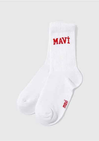 Mavi - Beyaz Soket Çorap 1912726-20454 Beyaz