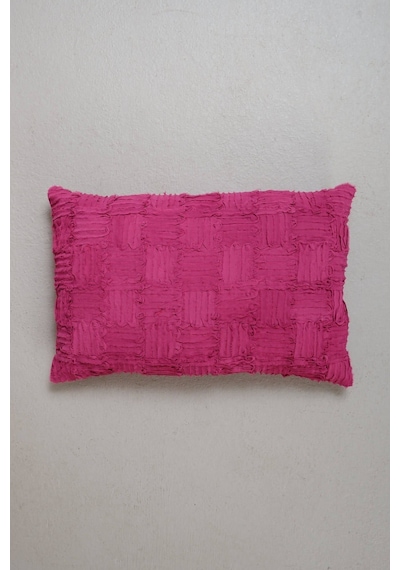 Peraluna Foam Pıllow Şifon Şerit Triko Yastık Kılıfı 60x40 Cm Fuşya - Fuşya