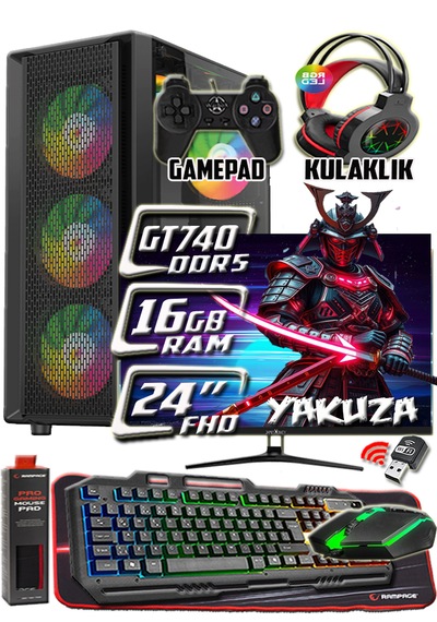 Warbox Yakuza  Xeon X5650 16 GB 256 GB SSD 250 GB HDD GT740 4 GB 24" W10P Masaüstü Bilgisayar