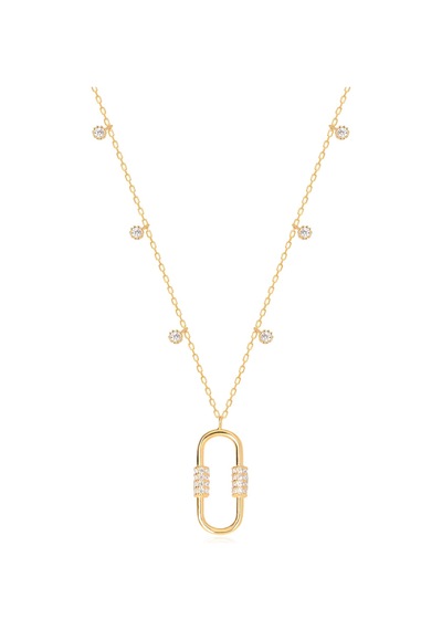 Emılıano Jewellery 925 Ayar Zirkon Taşlı Çengel Kolye Gold - Rose Gold - Gümüş