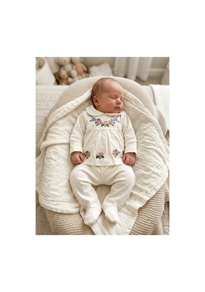 Bambık Baby Zuhu %100 Pamuk Nakışlı 10'lu Hastane Çıkışı Seti - Yenidoğan Bebek Takımı 0-3 Ay Beyaz Beyaz
