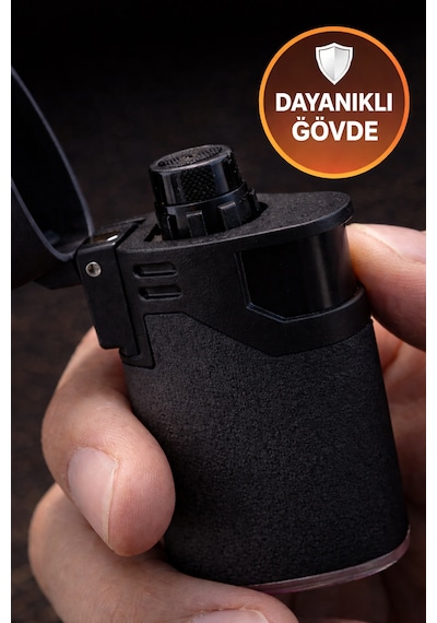 Siyah Rüzgar Geçirmez Çakmak Turbo Alev Doldurulabilir Metal Başlıklı Güçlü Çakmak
