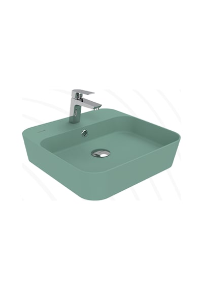 Creavit Loop Kare Masa Üstü İnce Çanak Lavabo 45 Cm Nil Yeşili Lp046-00ny