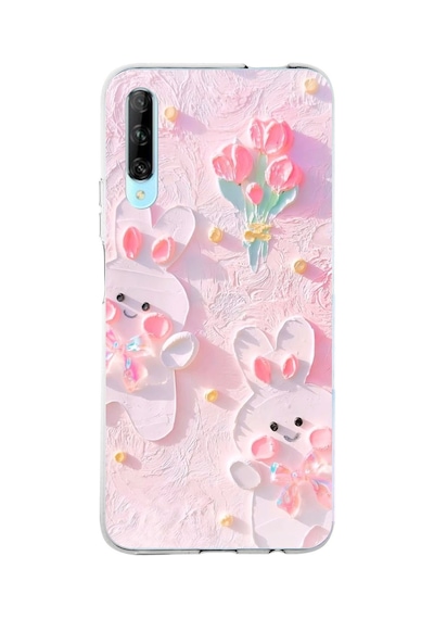 Huawei P Smart Pro Uyumlu Sevimli Tavşanlar Baskılı Silikon Kılıf